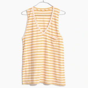 Whisper Cotton V-Neck Pocket Tank Baker Stripe XS
